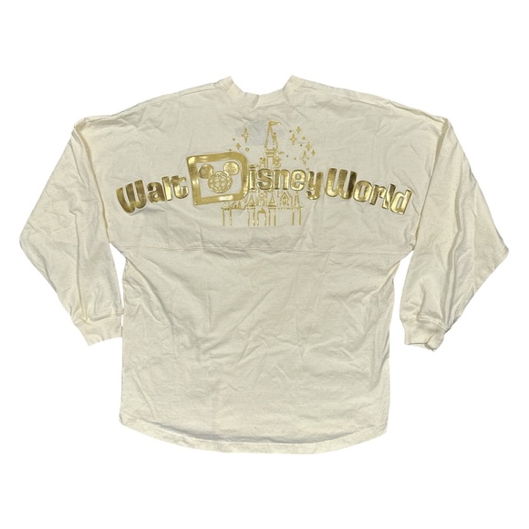 Walt Disney World Spirit Jersey 2023 Gold Glitter Castle L/S T Shirt Unisex M - Picture 1 of 9